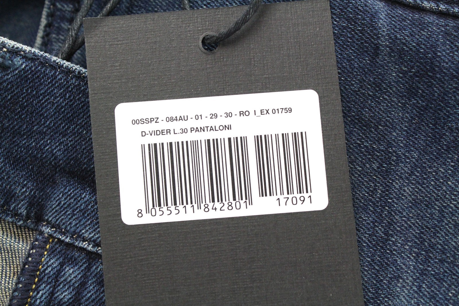 DIESEL D-Vider 084AU vyriški džinsai W29/L30 morkų kirpimo tamprūs džinso mėlyni 