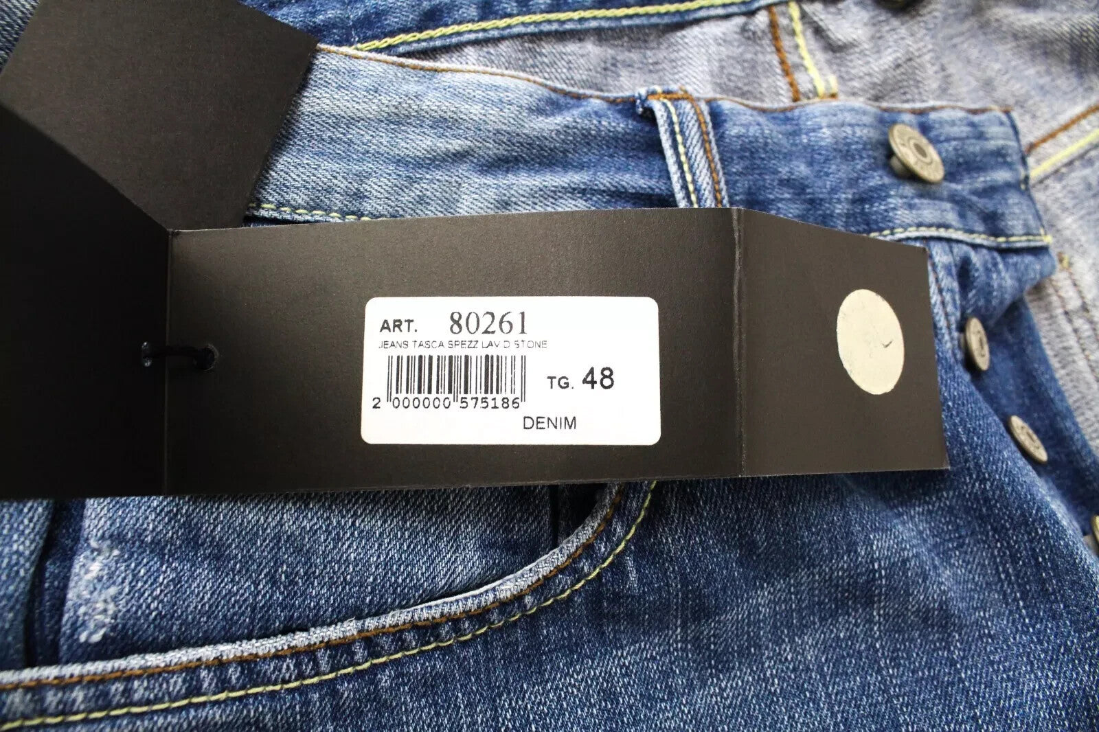 TAKESHY KUROSAWA Slim Jeans W32 Painted Blue Distressed Button-Fly Denim Men