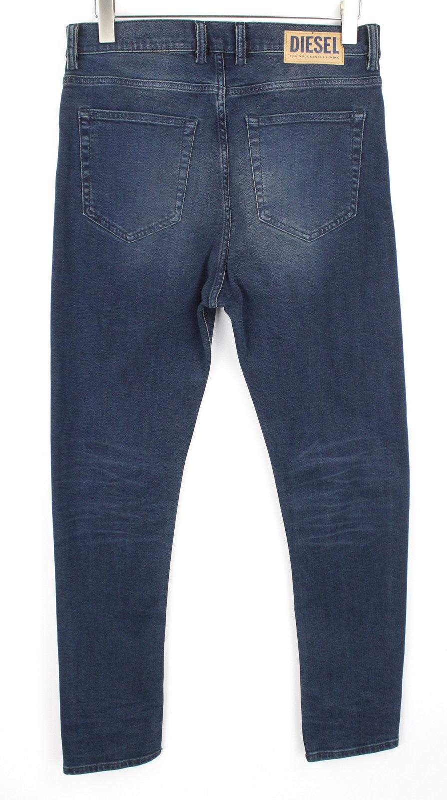 DIESEL D-Vider 084AU vyriški džinsai W29/L32 morkų kirpimo tamprūs mėlyni sagomis 