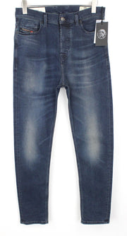 DIESEL D-Vider 084AU vyriški džinsai W29/L32 morkų kirpimo tamprūs mėlyni skalbti džinsai 