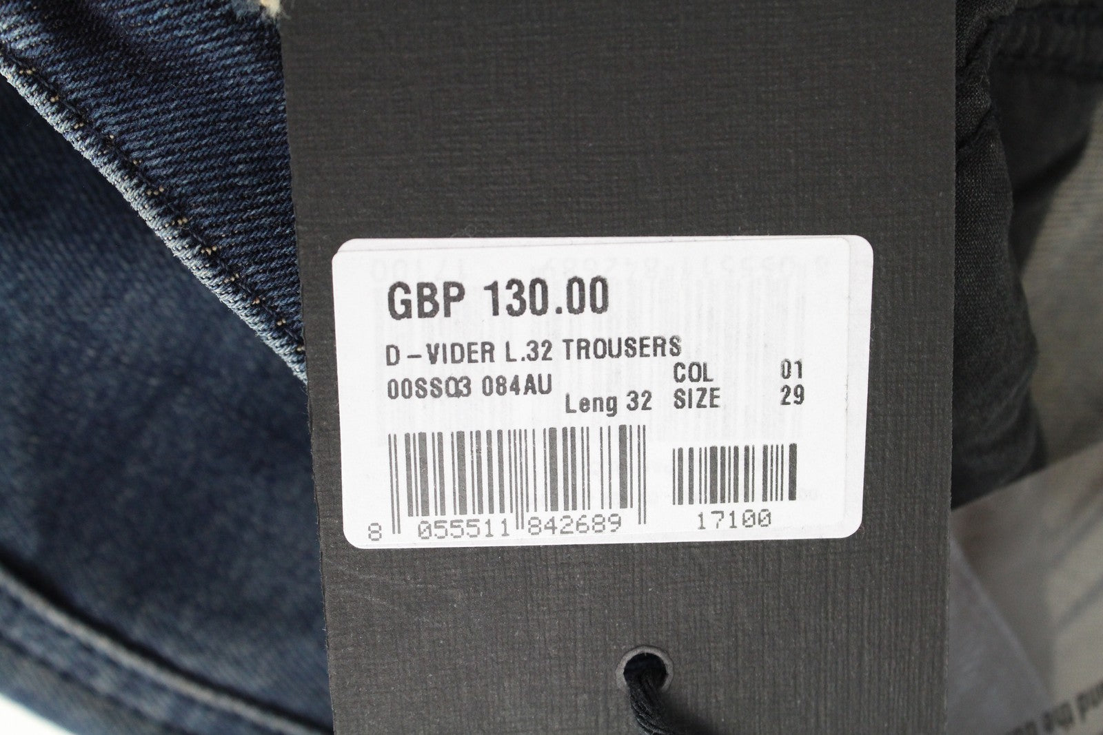 DIESEL D-Vider 084AU vyriški džinsai W29/L32 morkų kirpimo tamprūs mėlyni skalbti džinsai 