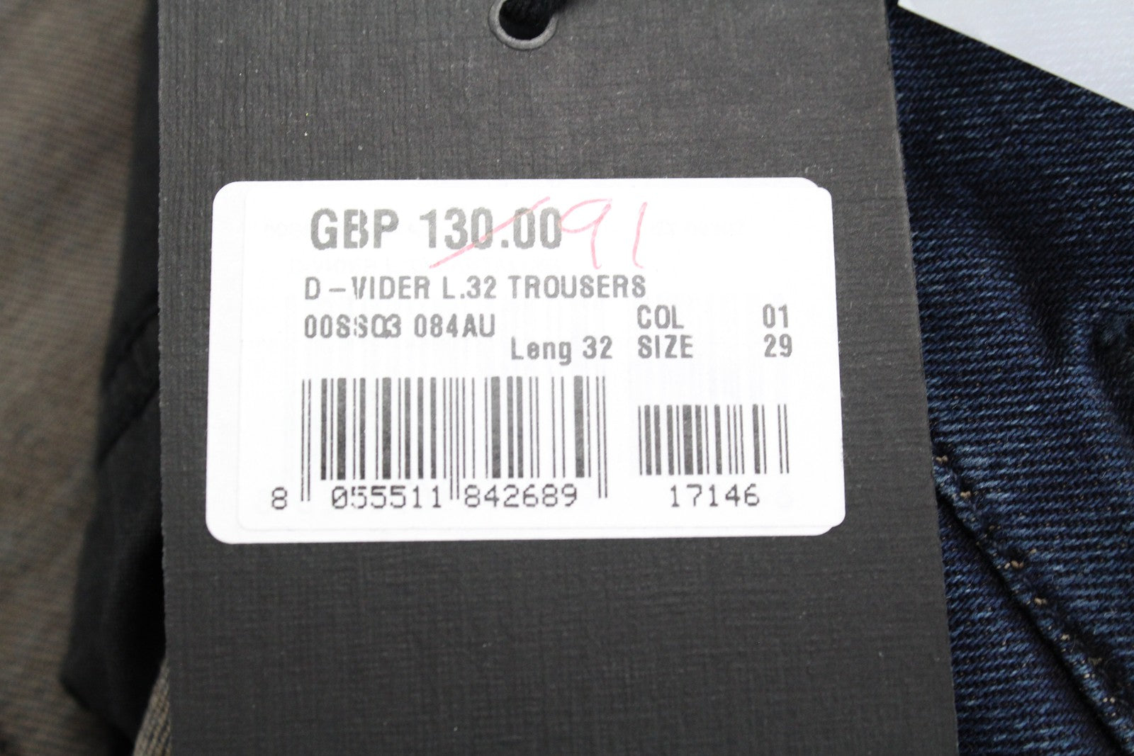 DIESEL D-Vider 084AU vyriški džinsai W29/L32 morkų kirpimo tamprūs mėlyni skalbto džinso rašto džinsai 