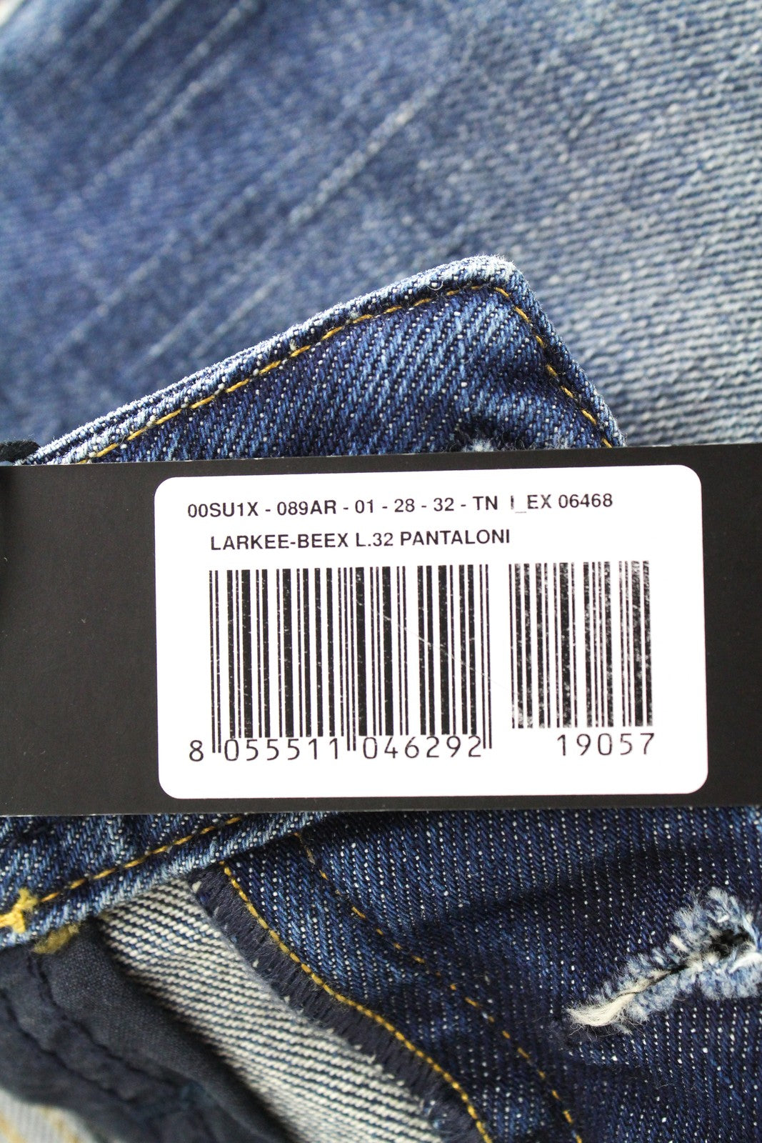 DIESEL Larkee-Beex 089AR vyriški džinsai W28/L32 siaurėjantys mėlyni skalbti tamprūs džinsai 