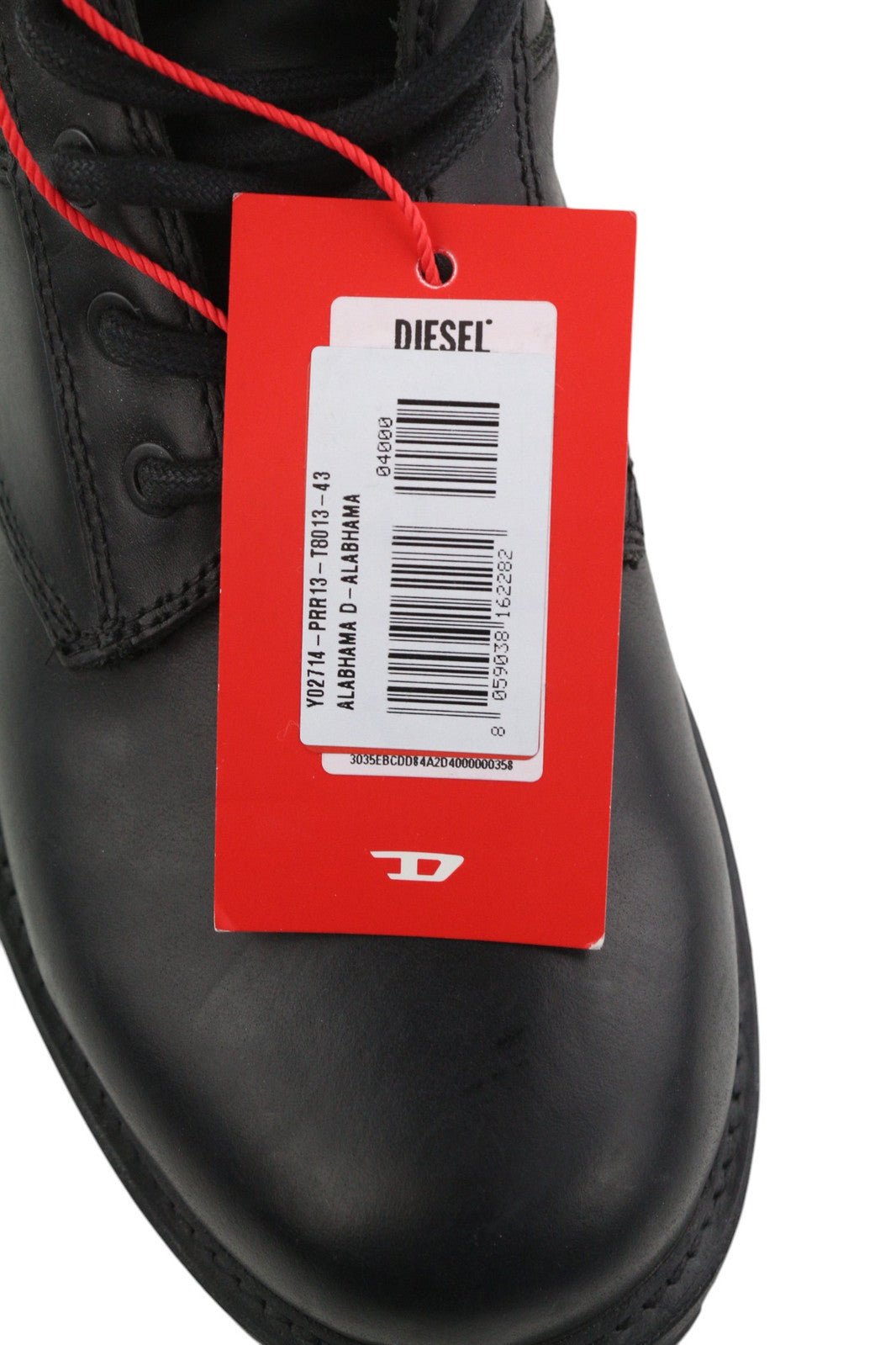 DIESEL D-Alabhama CB vyriški aulinukai, juodi, odiniai, vidutinio ūgio, su raišteliais, migdolų spalvos, RRP 295 € 