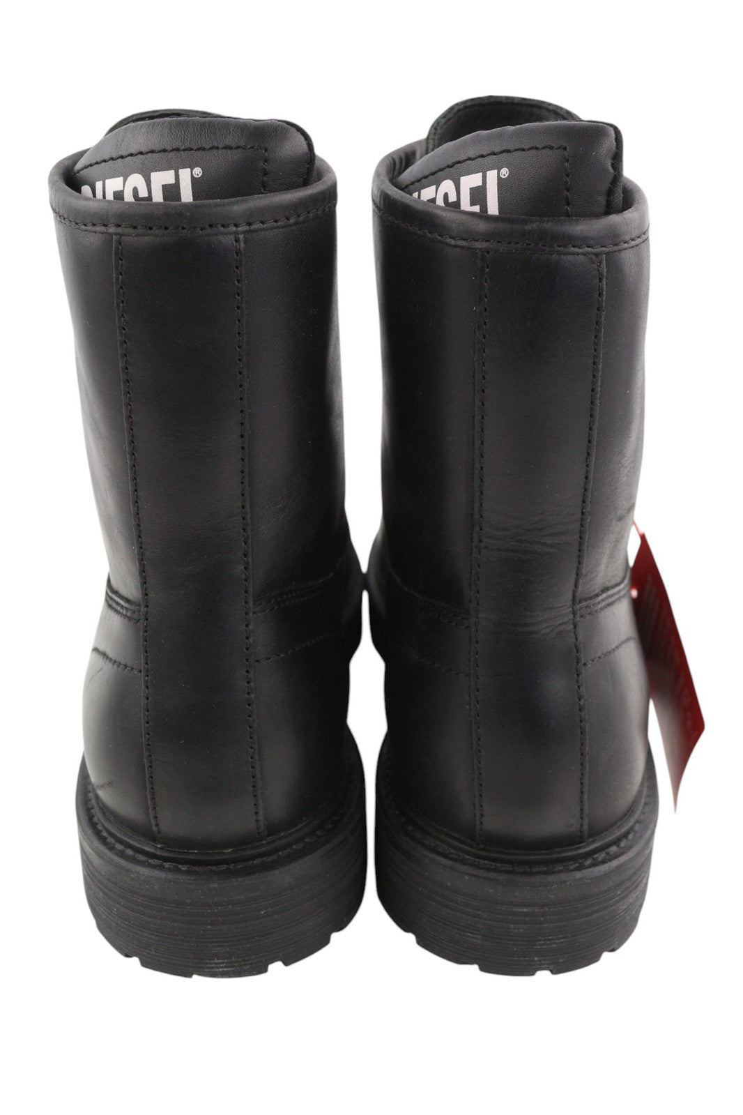 DIESEL D-Alabhama CB vyriški aulinukai, juodi, odiniai, vidutinio ūgio, su raišteliais, migdolų spalvos, RRP 295 € 