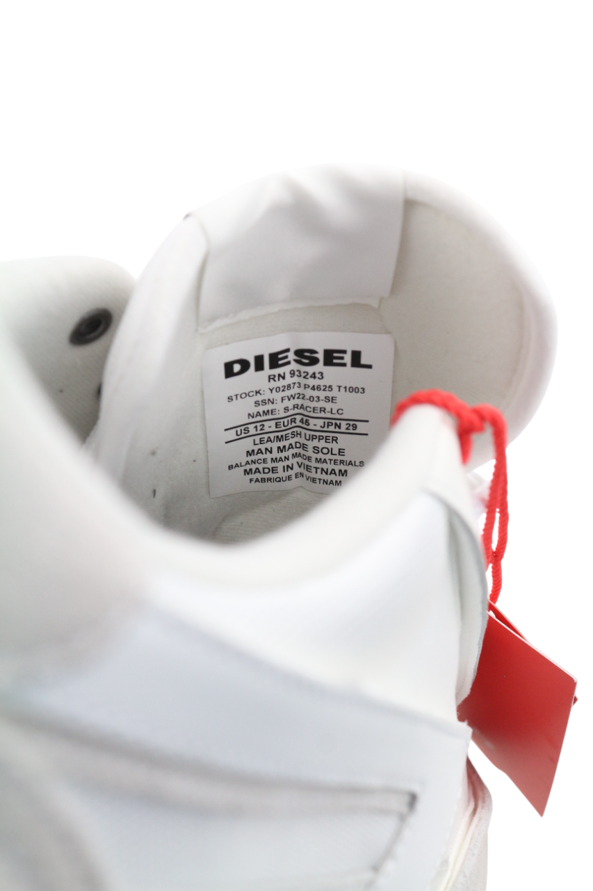 DIESEL S-Racer-Lc vyriški sportbačiai, EU45, balti, zomšiniai, odiniai, RRP 195 €
