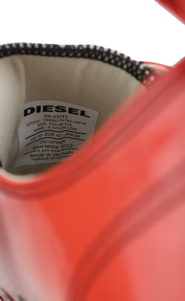 DIESEL S-Athos žemo lygio vyriški sportbačiai, EU43, raudoni, dengti žemu pamušalu, RRP 160 € 