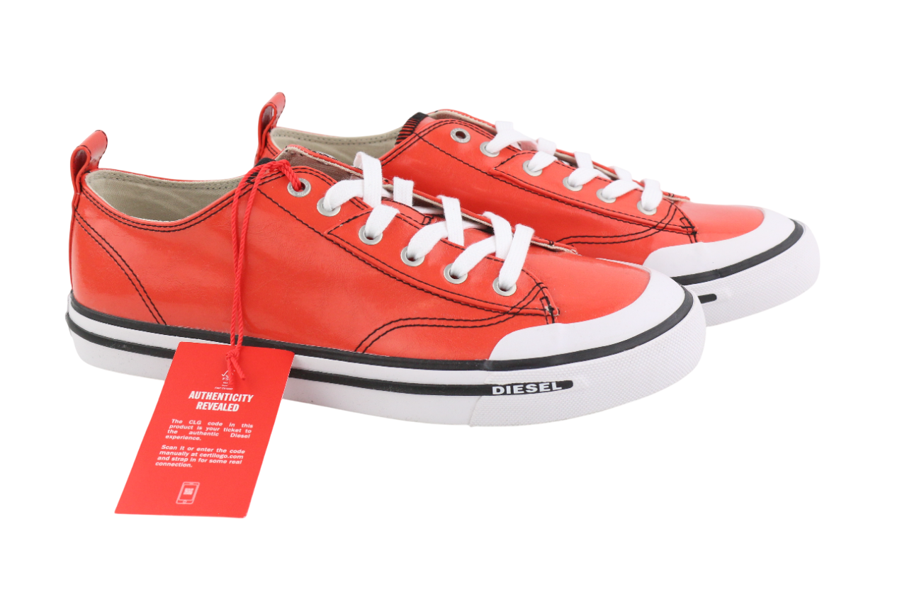 DIESEL S-Athos žemo lygio vyriški sportbačiai, EU43, raudoni, dengti žemu pamušalu, RRP 160 € 