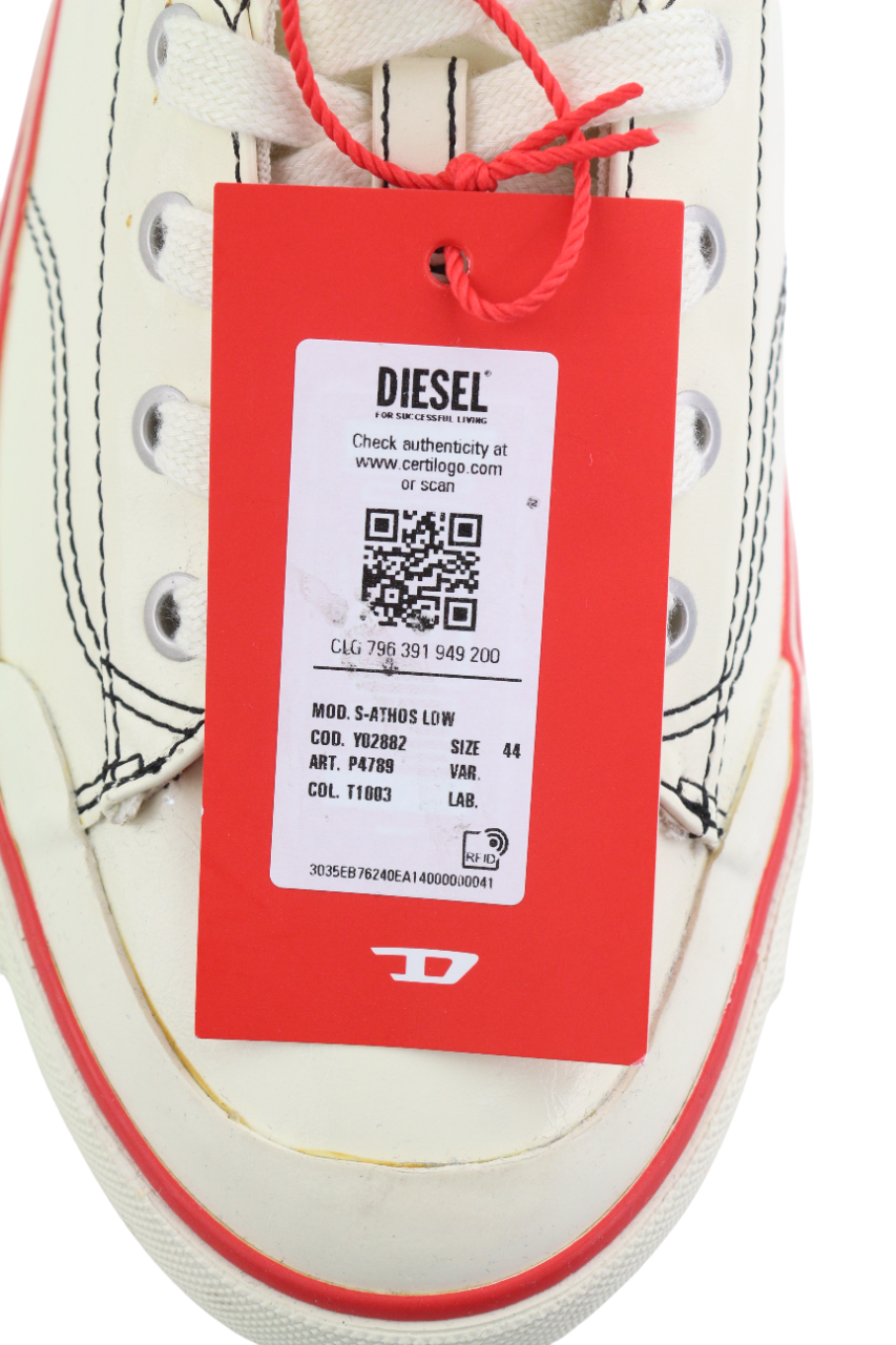 DIESEL S-Athos žemakulniai vyriški sportbačiai, 44 dydžio, balti, suvarstomi, RRP 160 € 