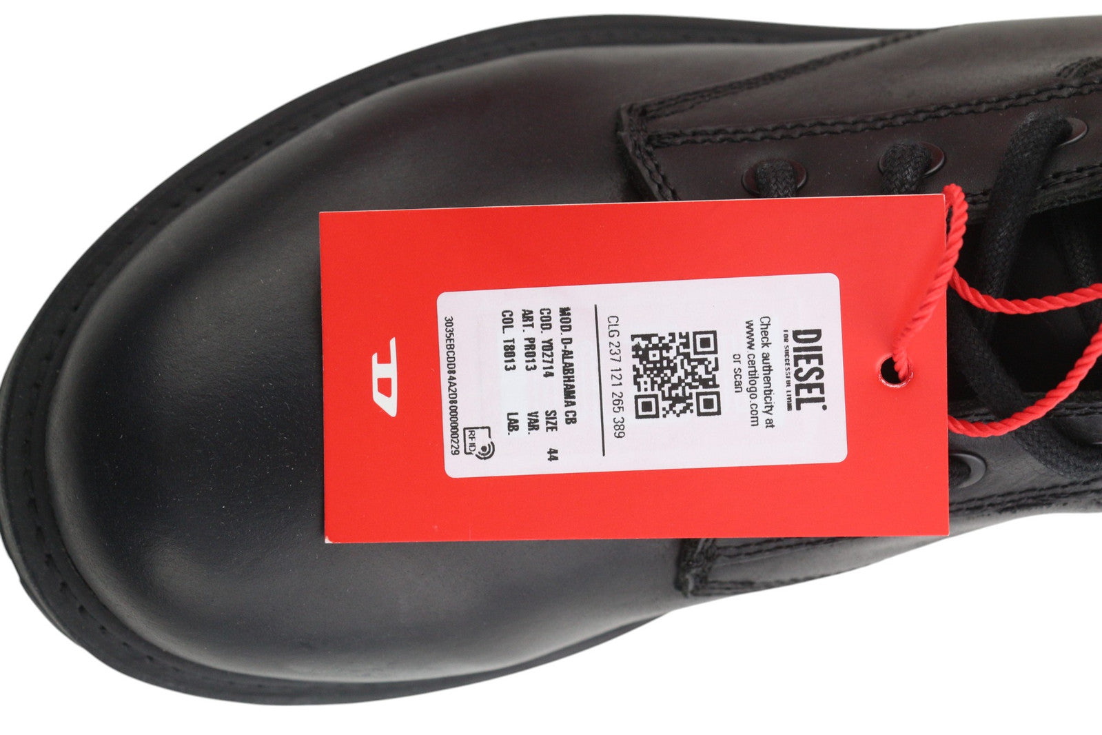 DIESEL D-Alabhama CB vyriški batai, juodos odos, 44 dydis, RRP295, su raišteliais, migdolų nosis, tamsiai rudi.