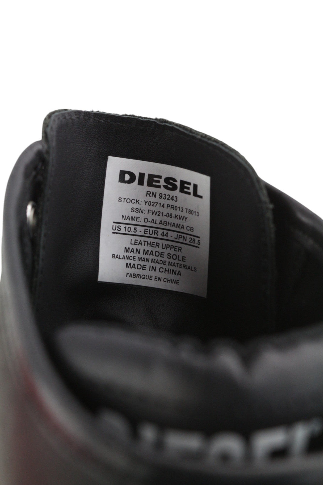 DIESEL D-Alabhama CB vyriški batai, juodos odos, 44 dydis, RRP295, su raišteliais, migdolų nosis, tamsiai rudi.