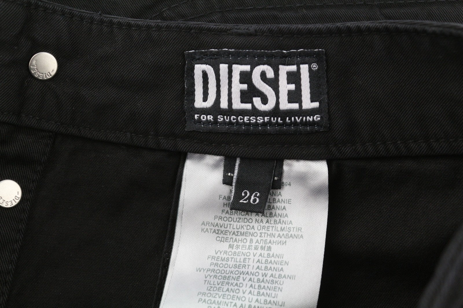 DIESEL O-Beige moteriškas sijonas W26 juodas medvilninis RRP150 5 dizaino kišenės su logotipu Mini 