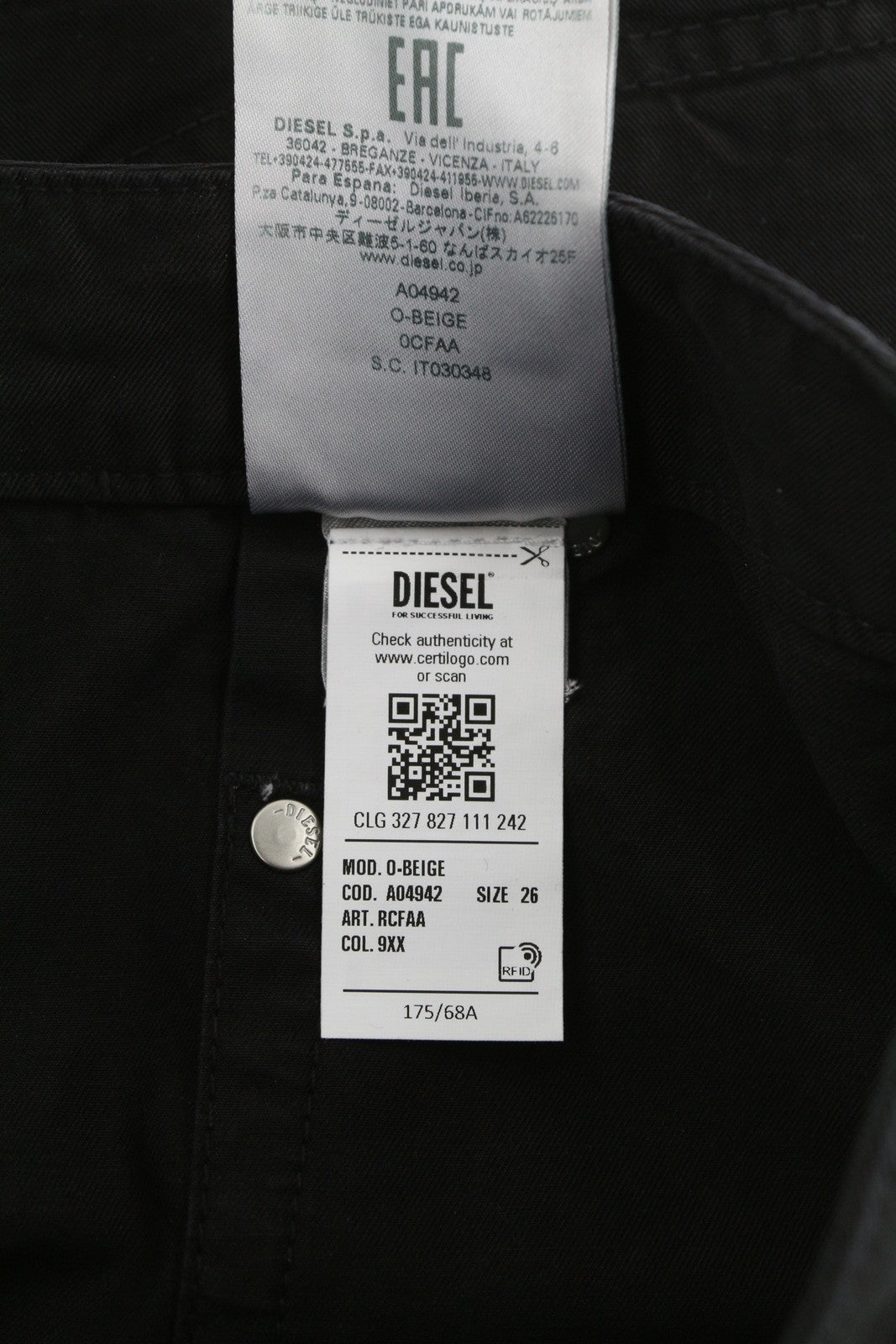 DIESEL O-Beige moteriškas sijonas W26 juodas medvilninis RRP150 5 dizaino kišenės su logotipu Mini 