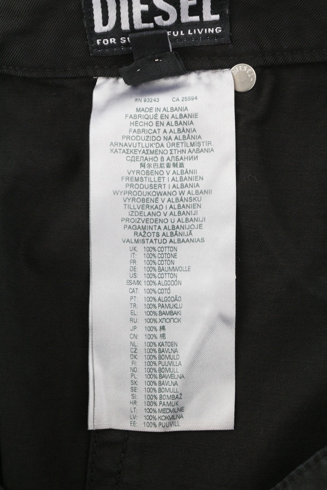 DIESEL O-Beige moteriškas sijonas W26 juodas medvilninis RRP150 5 dizaino kišenės su logotipu Mini 