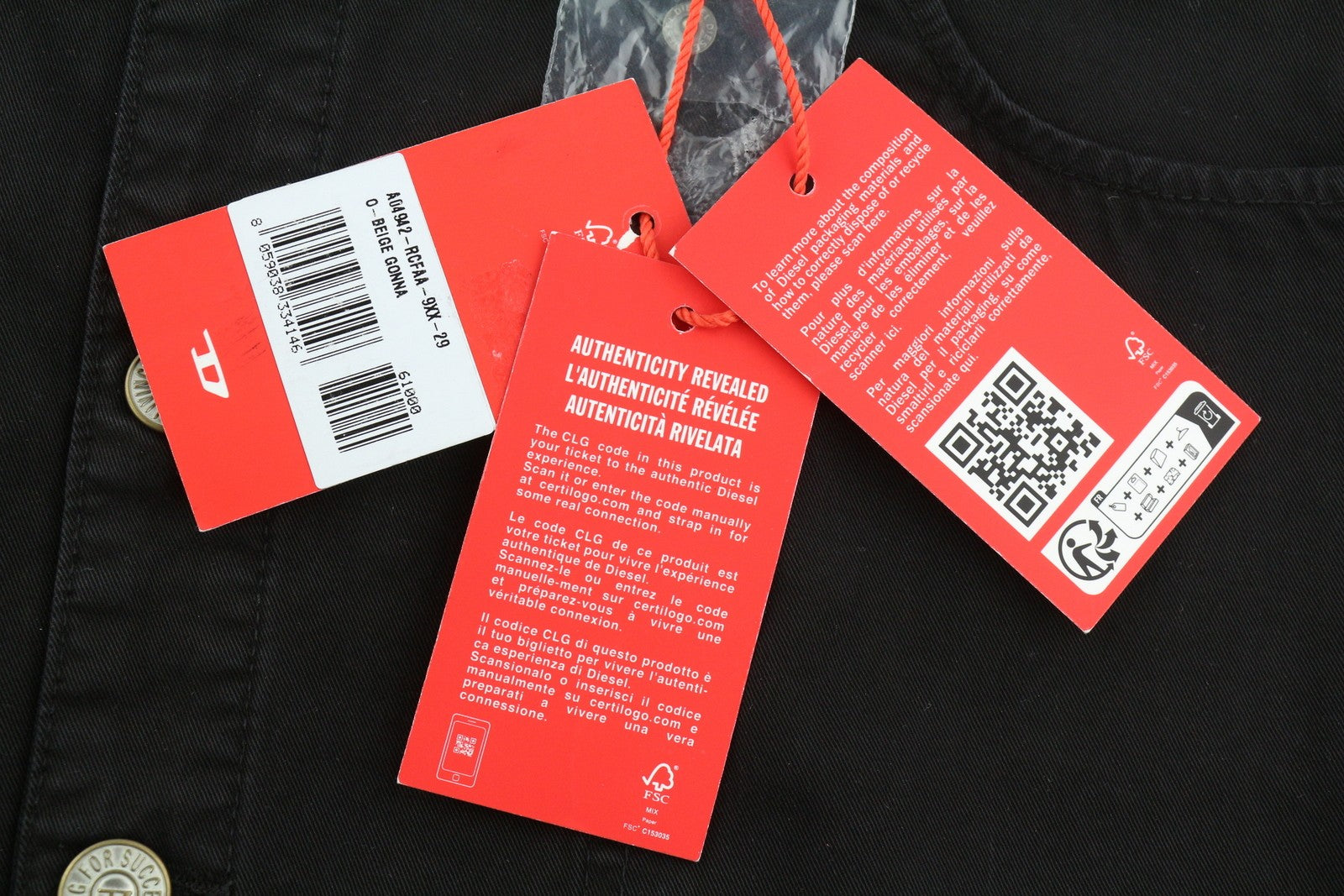 DIESEL O-Beige moteriškas sijonas, W29, juodas medvilninis, RRP 150 €, 5 dizaino kišenės, mini logotipas.