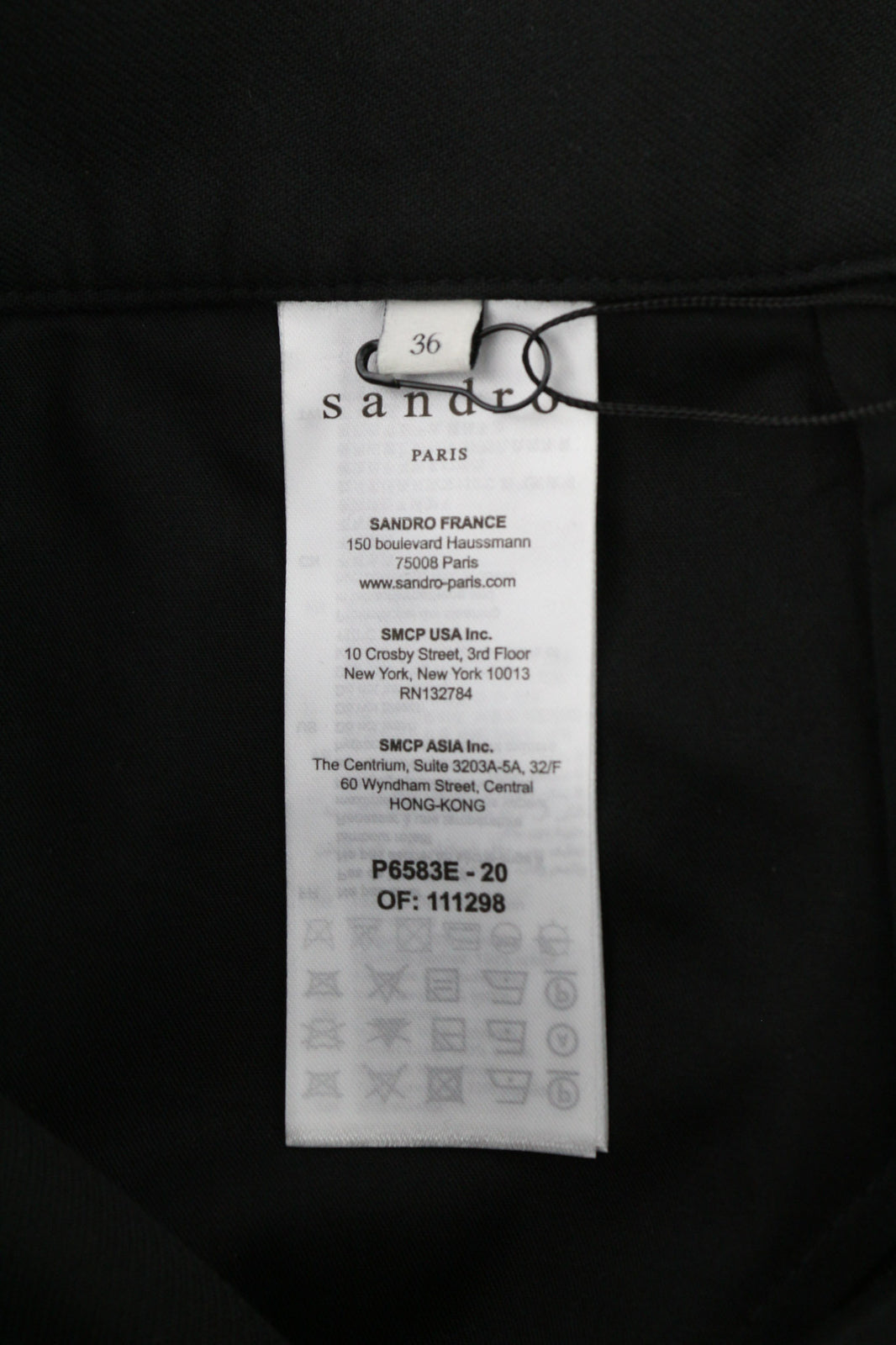 SANDRO moteriškos kelnės, 36 cm, juodos, medvilnės mišinio, klostuotos priekyje, klasikinės, oficialios. 
