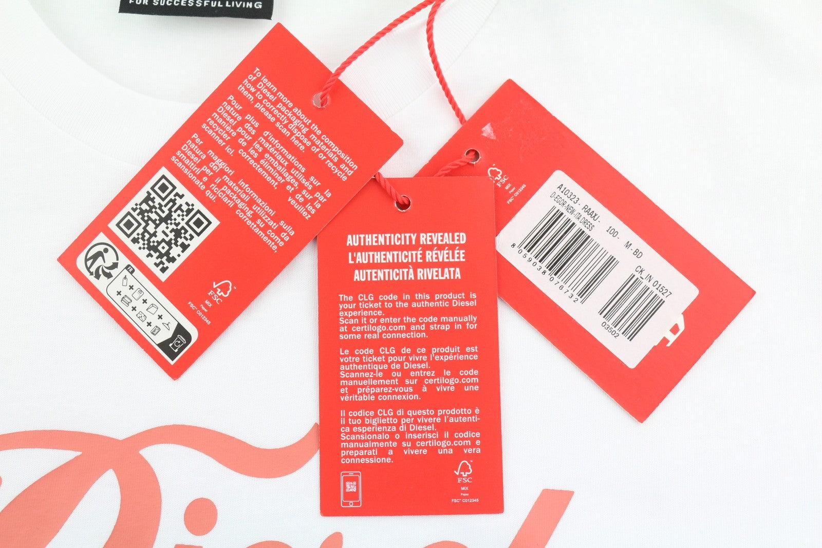 DIESEL D-Egor-New-Ita moteriška suknelė M balta trumpomis rankovėmis trikotažo laisvalaikio logotipas mini 