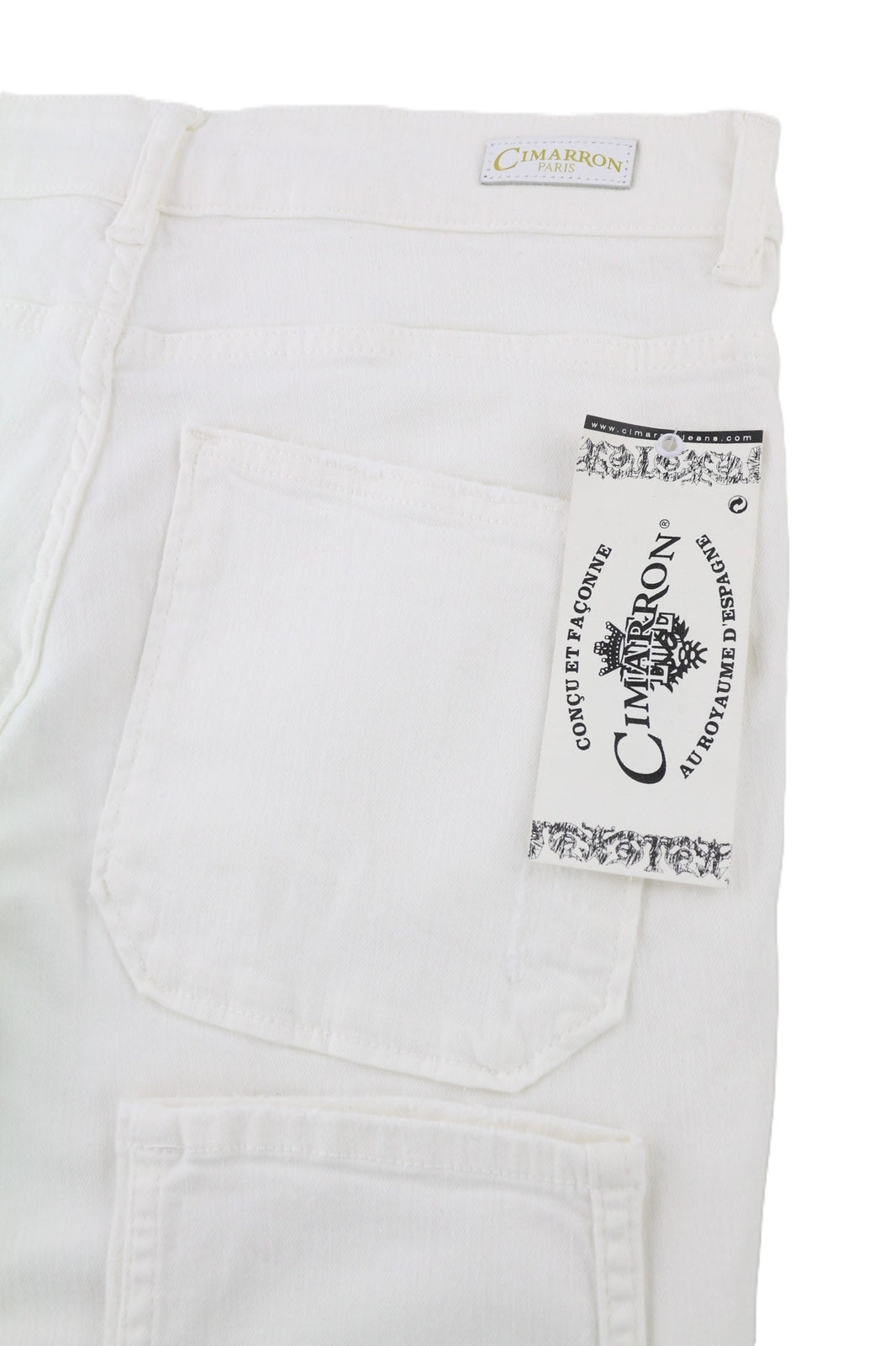 CIMARRON Claudie moteriškos kelnės W25 baltos, plonos, tamprios medvilnės laisvalaikio stiliaus kelnės 