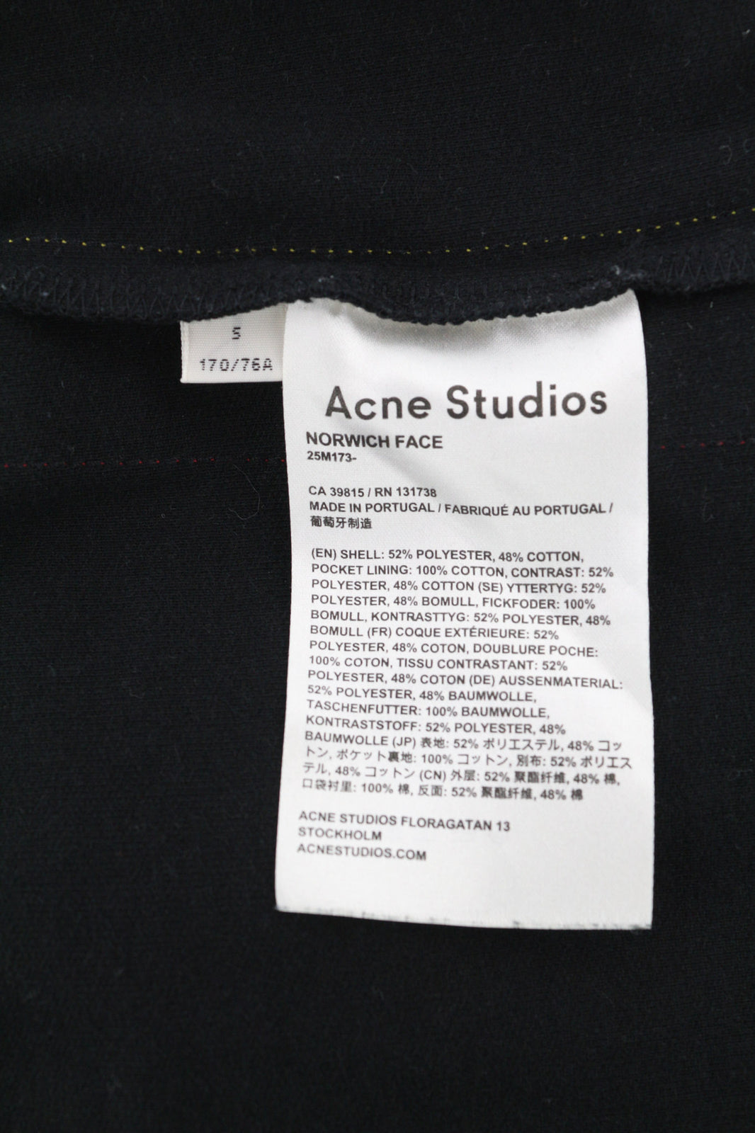 ACNE STUDIOS Norwich Face vyriškos kelnės S juodos užtraukiamos sportinės kelnės laisvalaikiui 