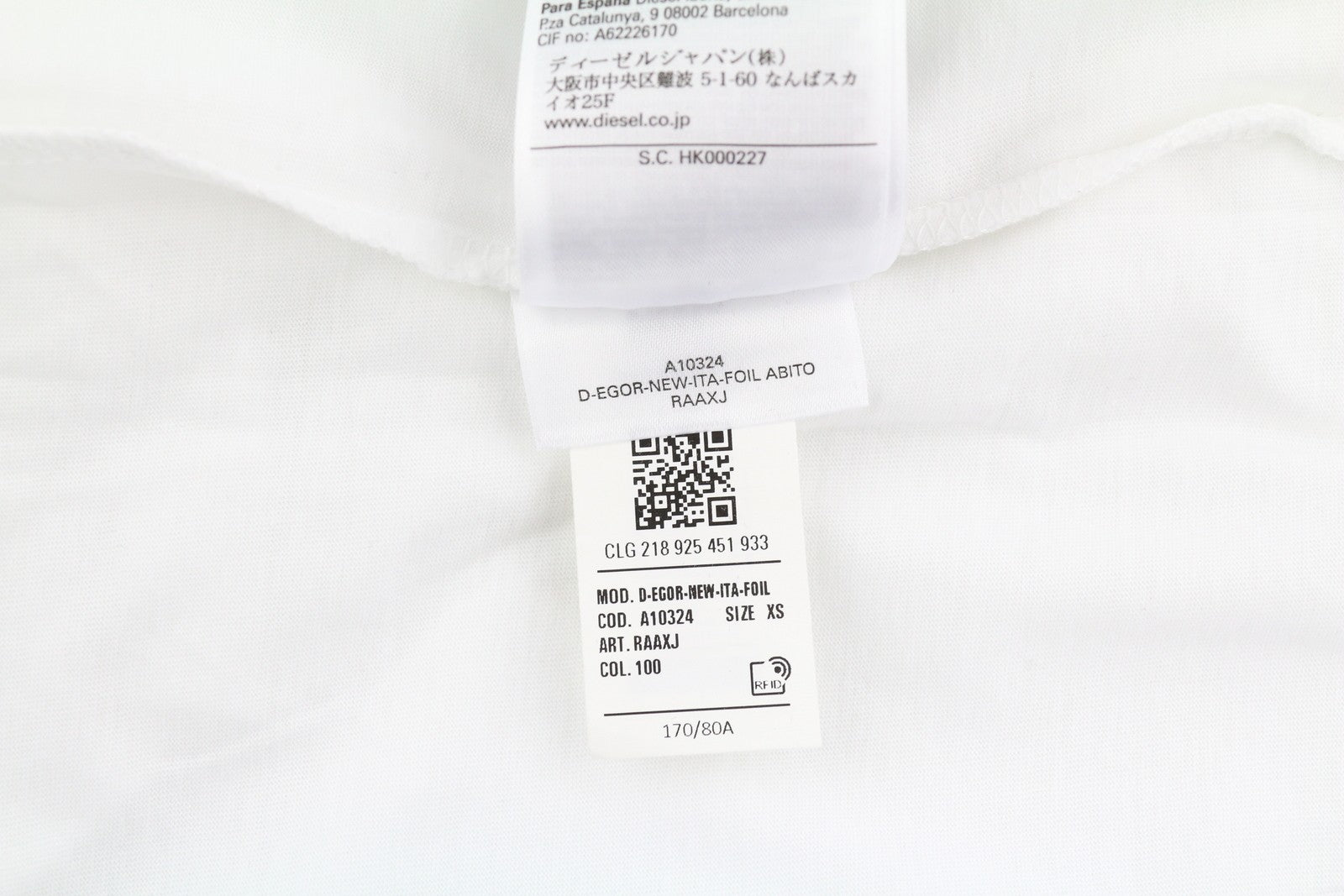 DIESEL D-Egor-New-Ita-Foil moteriška suknelė XS, balta, trumpomis rankovėmis, trikotažo stiliaus, laisvalaikio, mini 