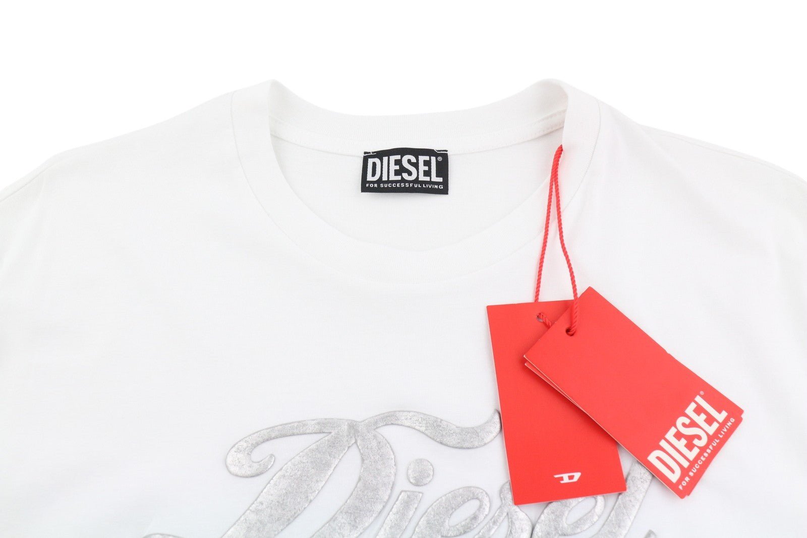 DIESEL D-Egor-New-Ita-Foil moteriška suknelė XS, balta, trumpomis rankovėmis, trikotažo stiliaus, laisvalaikio, mini 