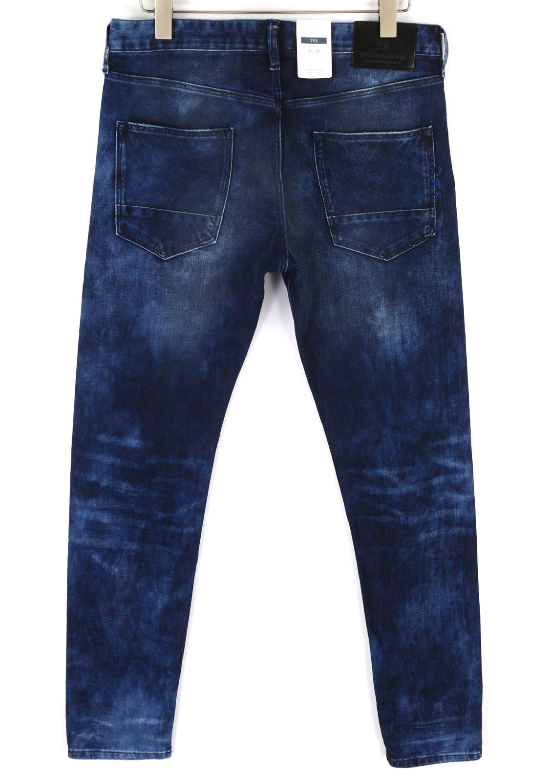 SCOTCH &amp; SODA Tye vyriški džinsai W32/L34 Slim Carrot Fit skalbtos mėlynos medvilnės tamprės 