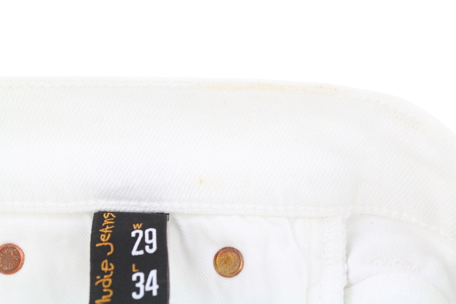 NUDIE JEANS Lean Dean Men Shorts W29 Denim White Zip Fly Cotton Turn Up Pockets