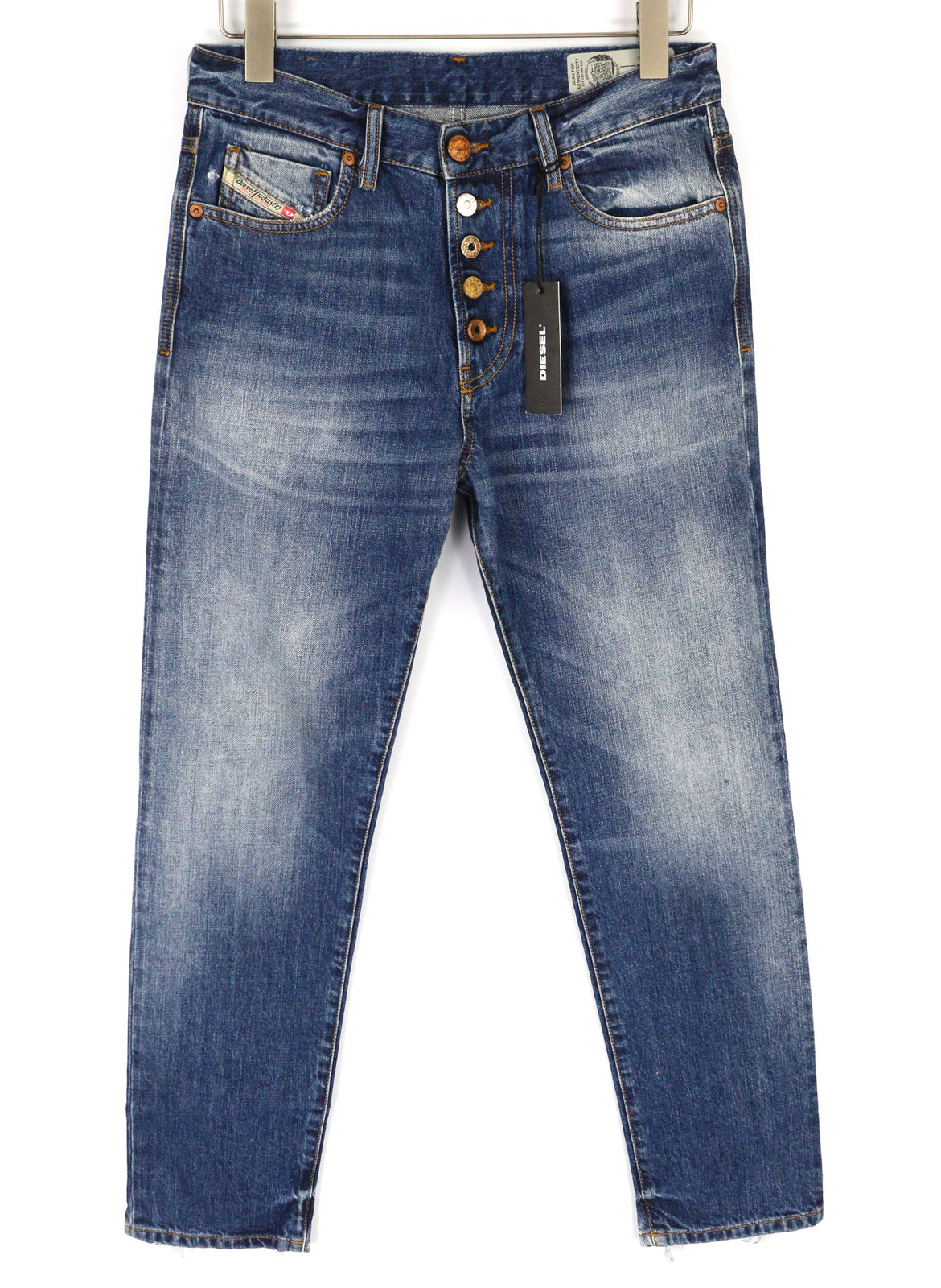 DIESEL Mharky-B 085AG Men Jeans W29/L32 Slim Skinny Fit Washed Blue Pure Cotton