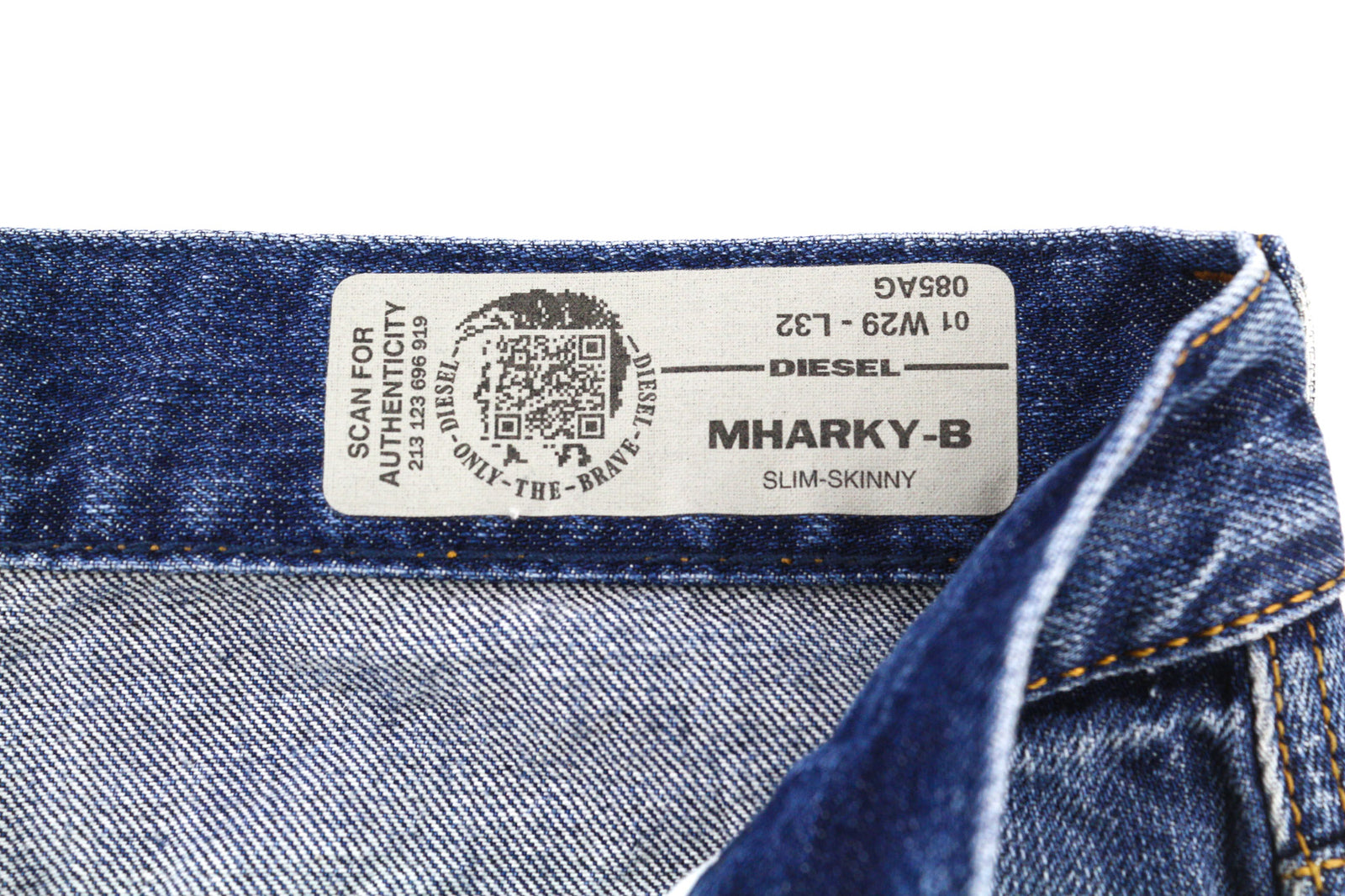 DIESEL Mharky-B 085AG Men Jeans W29/L32 Slim Skinny Fit Washed Blue Pure Cotton