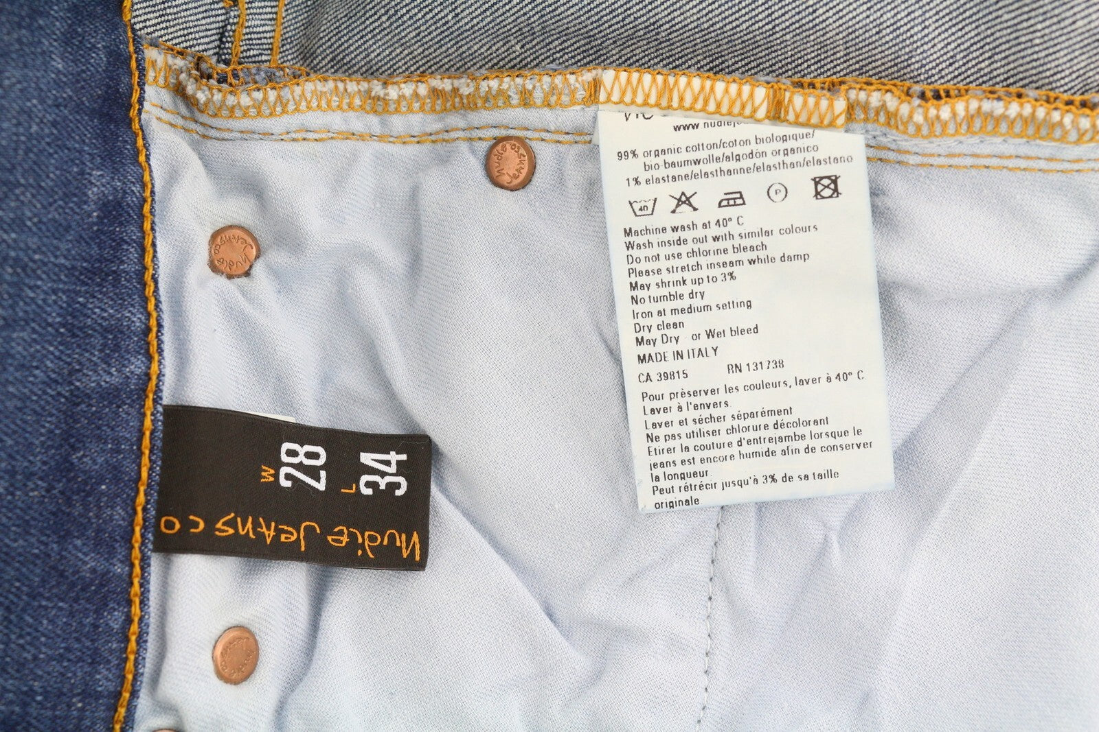 NUDIE JEANS Tube Kelly Men Shorts W28 Washed Denim Blue Zip Fly Organic Pockets