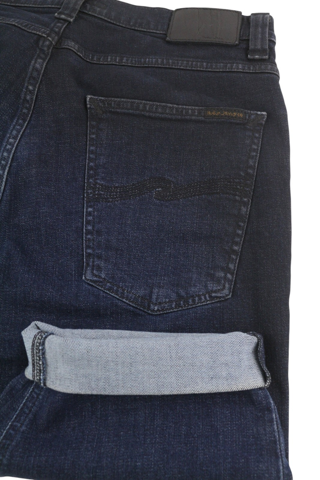 NUDIE JEANS Pipe Led Men Shorts W34 Washed Denim Blue Zip Fly Organic Pockets