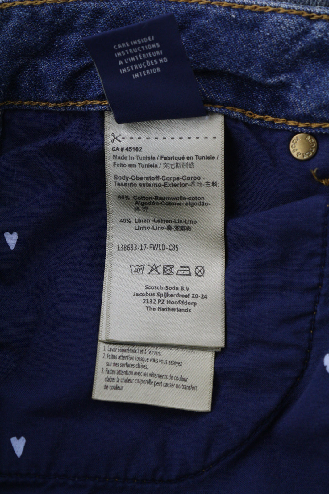 SCOTCH &amp; SODA Bandit moteriški džinsai W26/L30 Slim Taper medvilniniai lininiai mėlyni, dirbtinio intelekto 