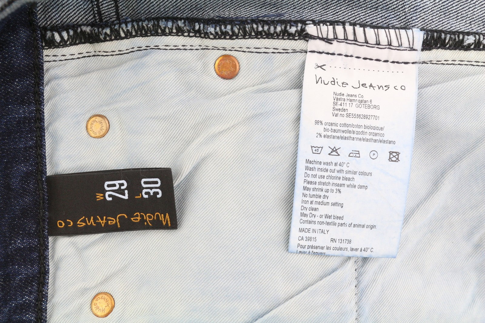 NUDIE JEANS Pipe Led Men Shorts W29 Washed Denim Blue Zip Fly Organic Pockets