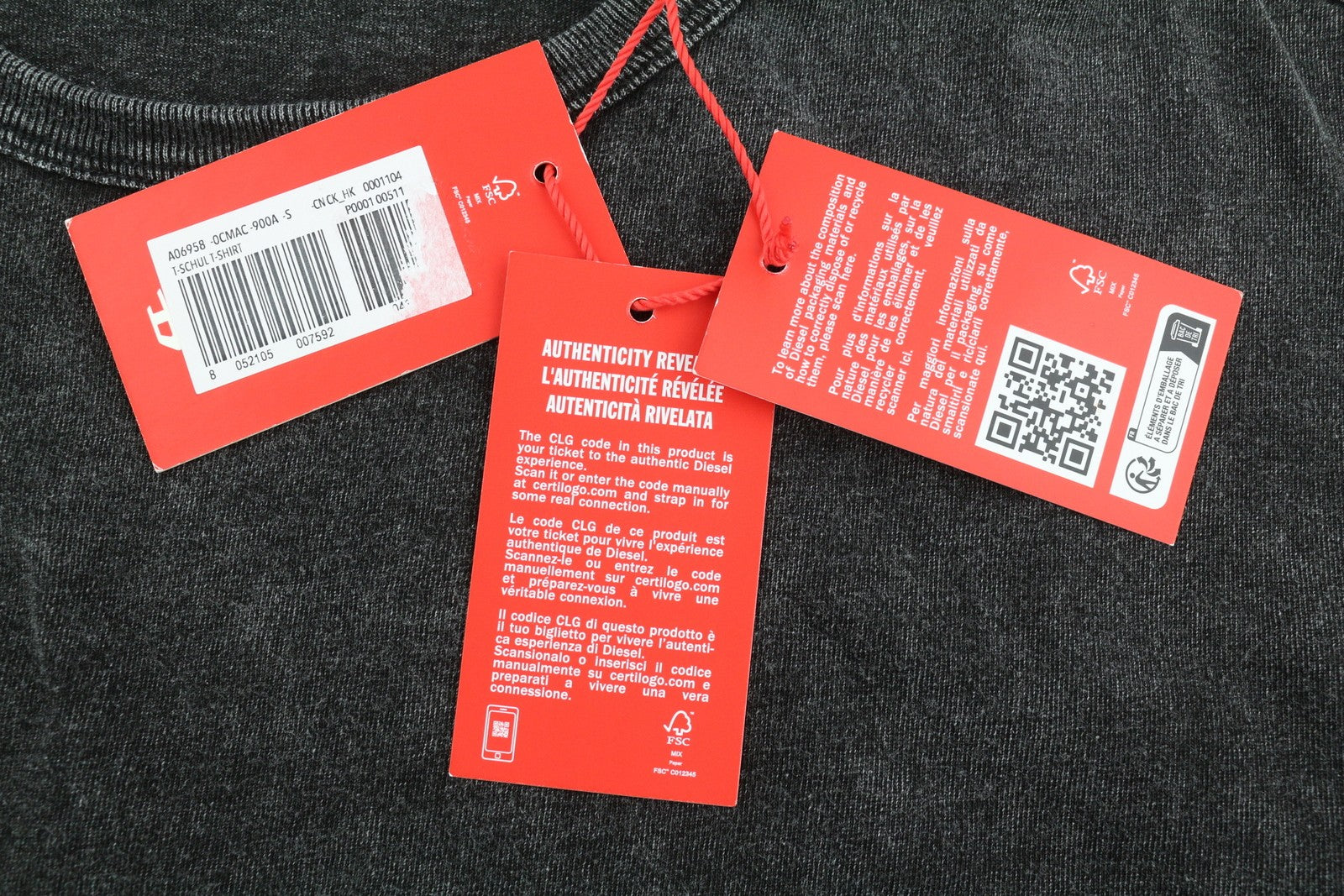 DIESEL T-Schul vyriški marškinėliai S dydžio, juodi, apvalios kaklo iškirptės, rekomenduojama kaina – 195 € 