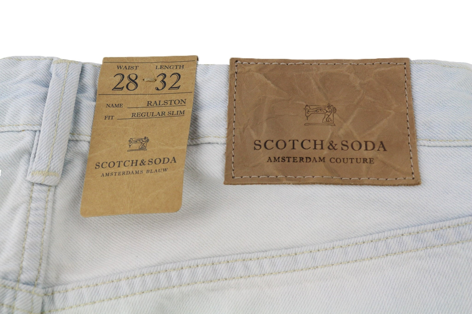 SCOTCH &amp; SODA Ralston vyriški džinsai W28/L32 įprasto kirpimo šviesiai mėlyni, grynos medvilnės 
