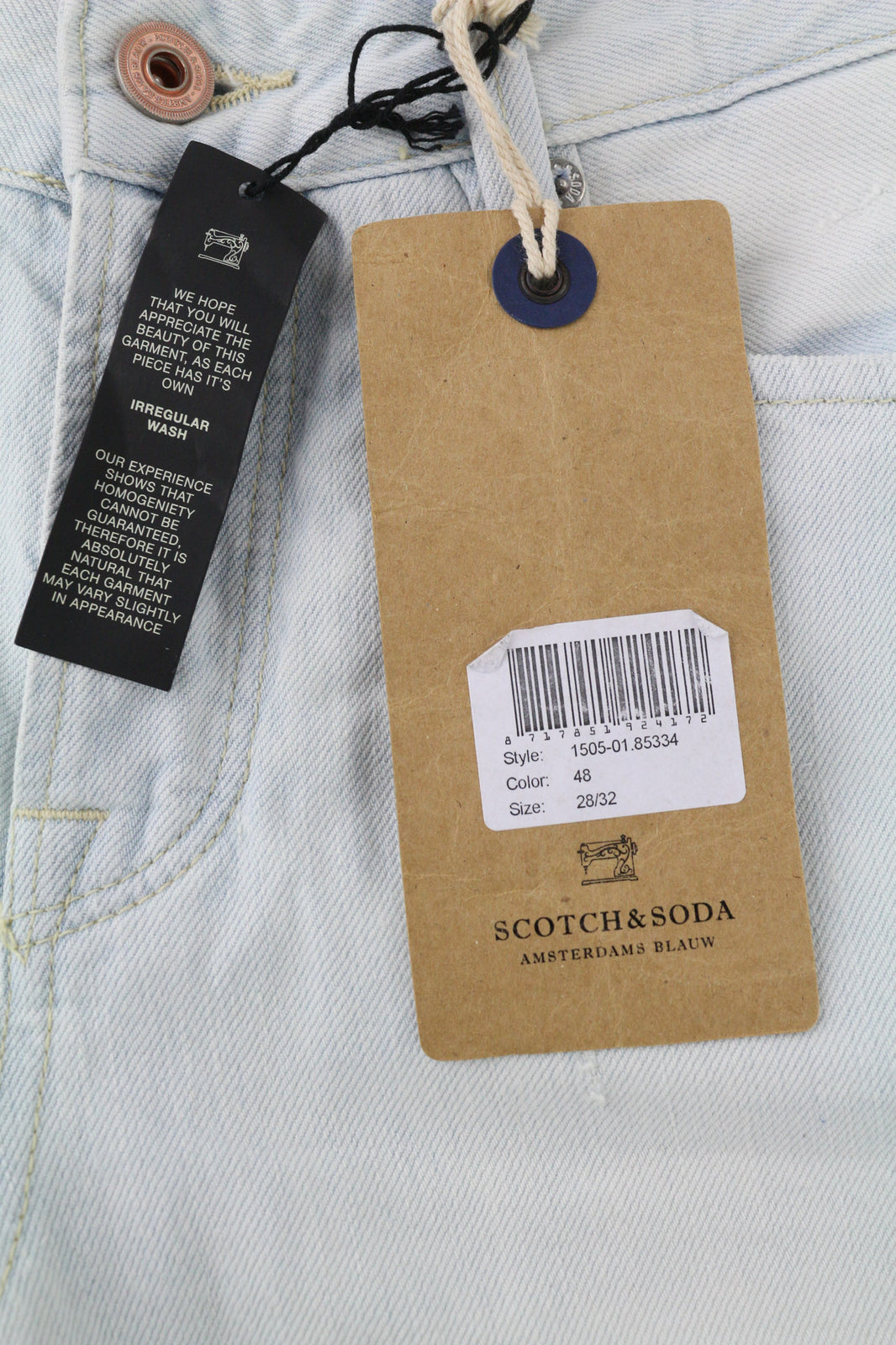 SCOTCH &amp; SODA Ralston vyriški džinsai W28/L32 įprasto kirpimo šviesiai mėlyni, grynos medvilnės 