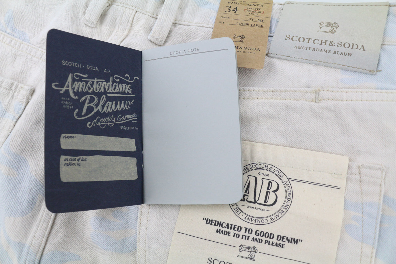 SCOTCH & SODA Stump Men Jeans W34 Cropped Loose Taper Pure Cotton Grey Patterned