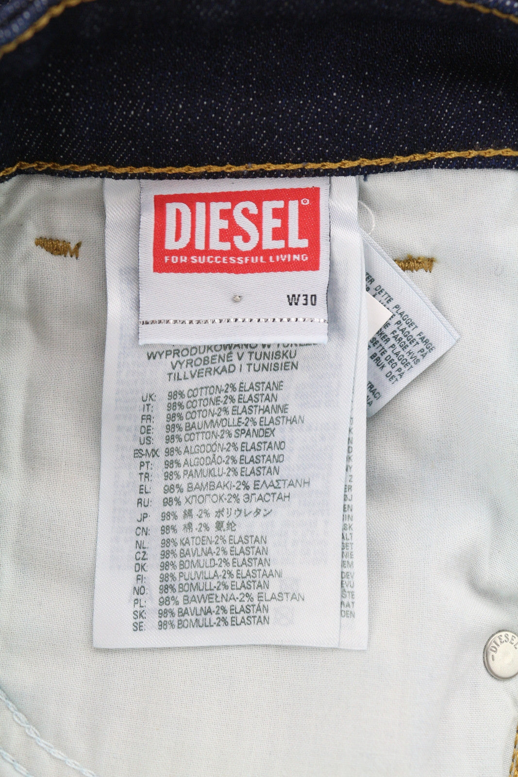 DIESEL 1994 Z9B89 vyriški džinsai W30/L32 Slim Fit tiesaus kirpimo aukštu juosmeniu, mėlyni 