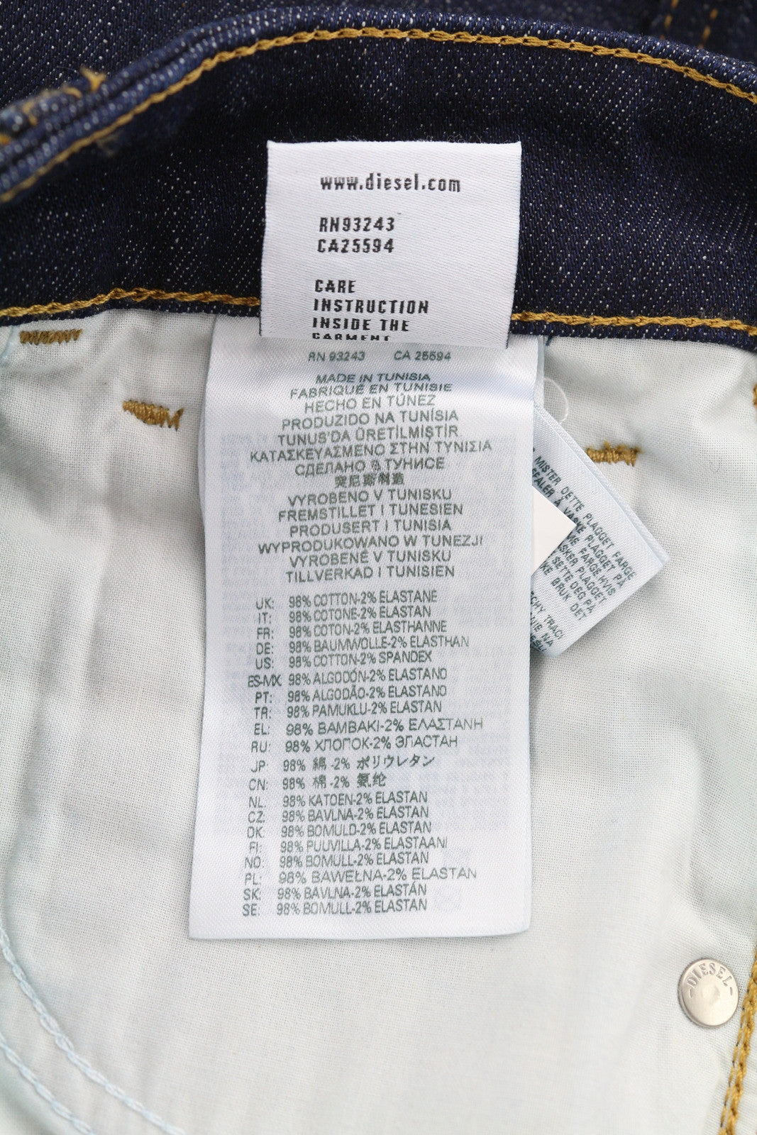 DIESEL 1994 Z9B89 vyriški džinsai W30/L32 Slim Fit tiesaus kirpimo aukštu juosmeniu, mėlyni 