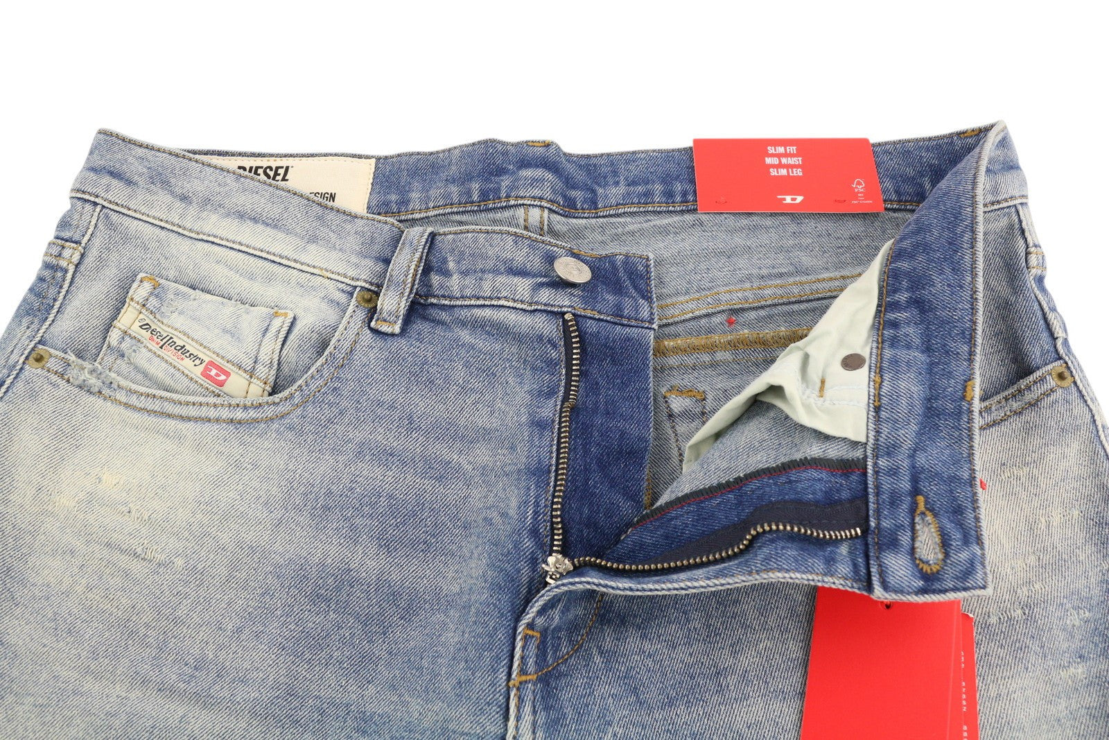 DIESEL 2019 D-Strukt 009MW vyriški džinsai W33/L30 Slim Fit vidutinio juosmens plėšyti džinsai. Rekomenduojama kaina 195 €. 