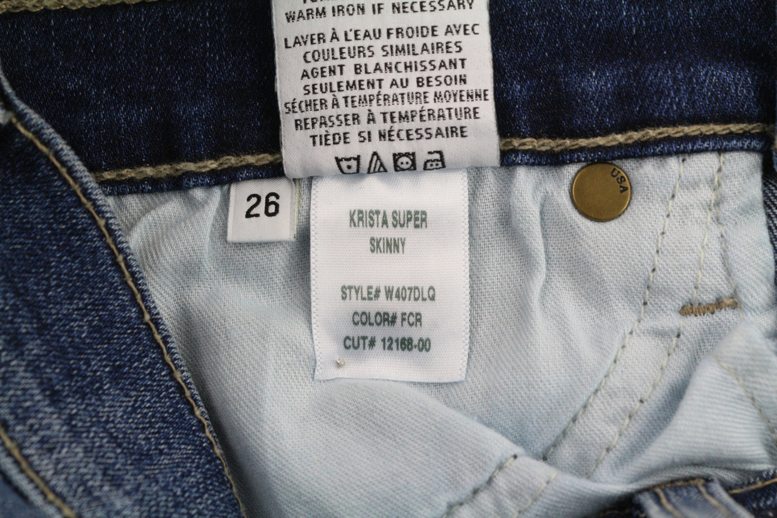 HUDSON Krista Women Jeans W26 Washed Blue Cotton Stretch Super Skinny Fit