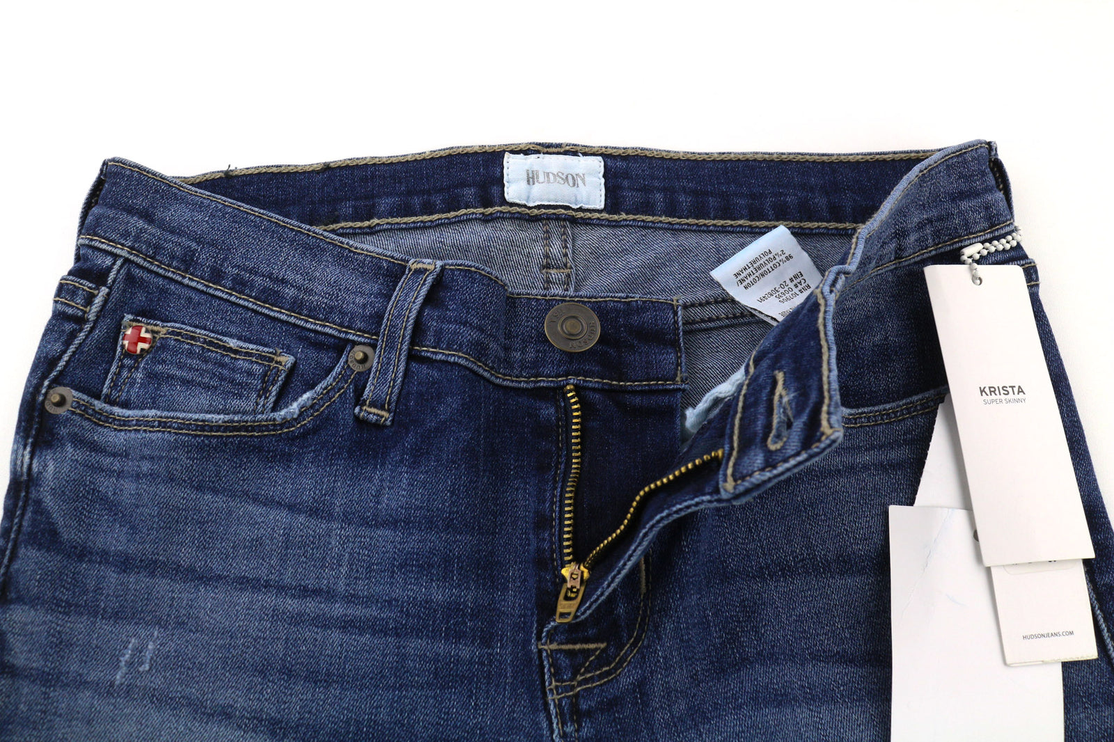 HUDSON Krista Women Jeans W26 Washed Blue Cotton Stretch Super Skinny Fit