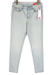 LACOSTE HF2897 moteriški džinsai W30 skalbtos mėlynos medvilnės tamprūs, siaurėjantys 