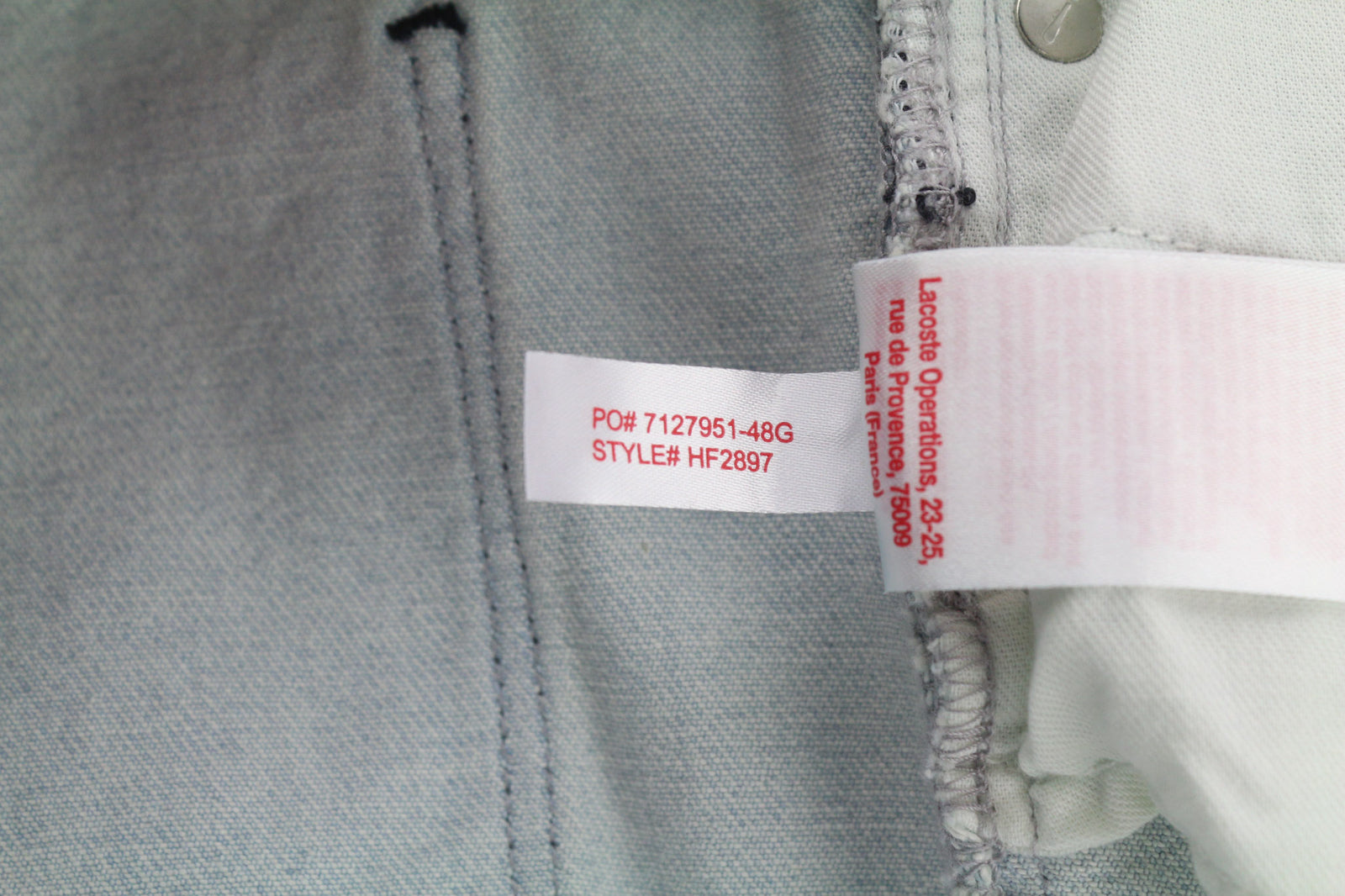 LACOSTE HF2897 moteriški džinsai W30 skalbtos mėlynos medvilnės tamprūs, siaurėjantys 