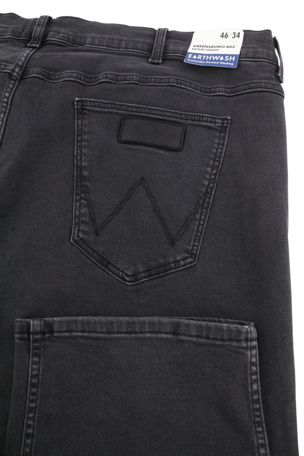 WRANGLER Greensboro Men Jeans W46/L34 Washed Black Denim Regular Straight Fit