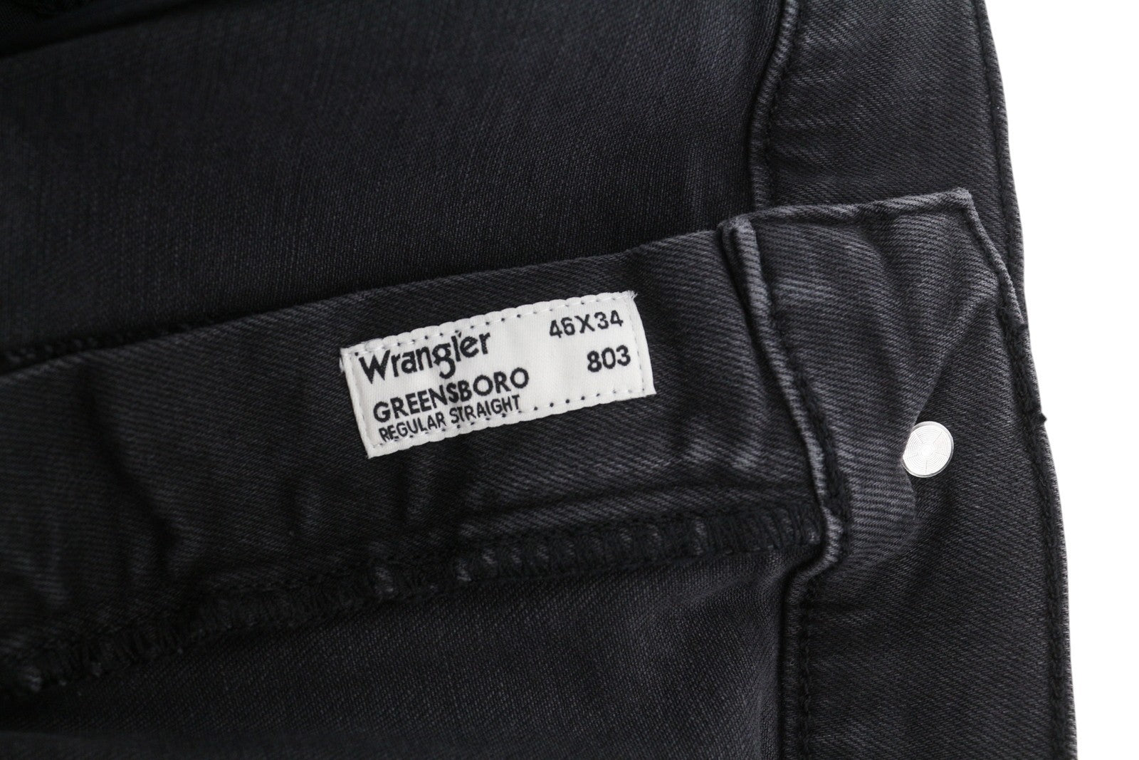 WRANGLER Greensboro Men Jeans W46/L34 Washed Black Denim Regular Straight Fit