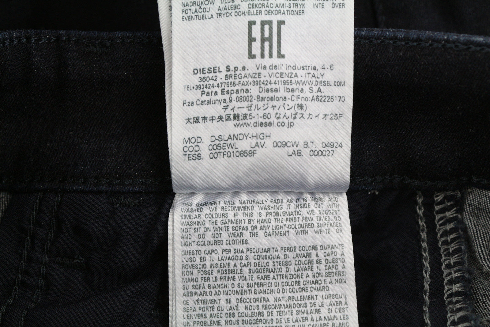 DIESEL Slandy-High 009CW moteriški džinsai W26/L32 itin aptempti, aukštu juosmeniu, tamprūs 