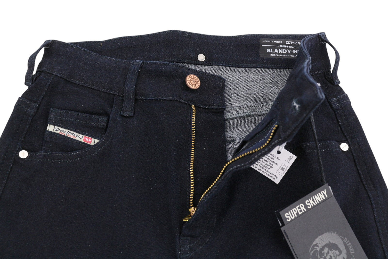 DIESEL Slandy-High 009CW moteriški džinsai W26/L32 itin aptempti, aukštu juosmeniu, tamprūs 