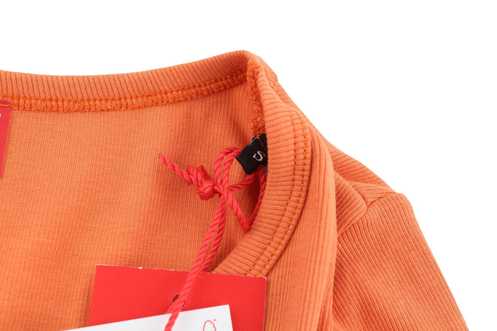 DIESEL T-Ballet-D moteriški marškinėliai S dydžio oranžiniai ilgomis rankovėmis, trumpinti apvaliu kaklu, briaunuoti 