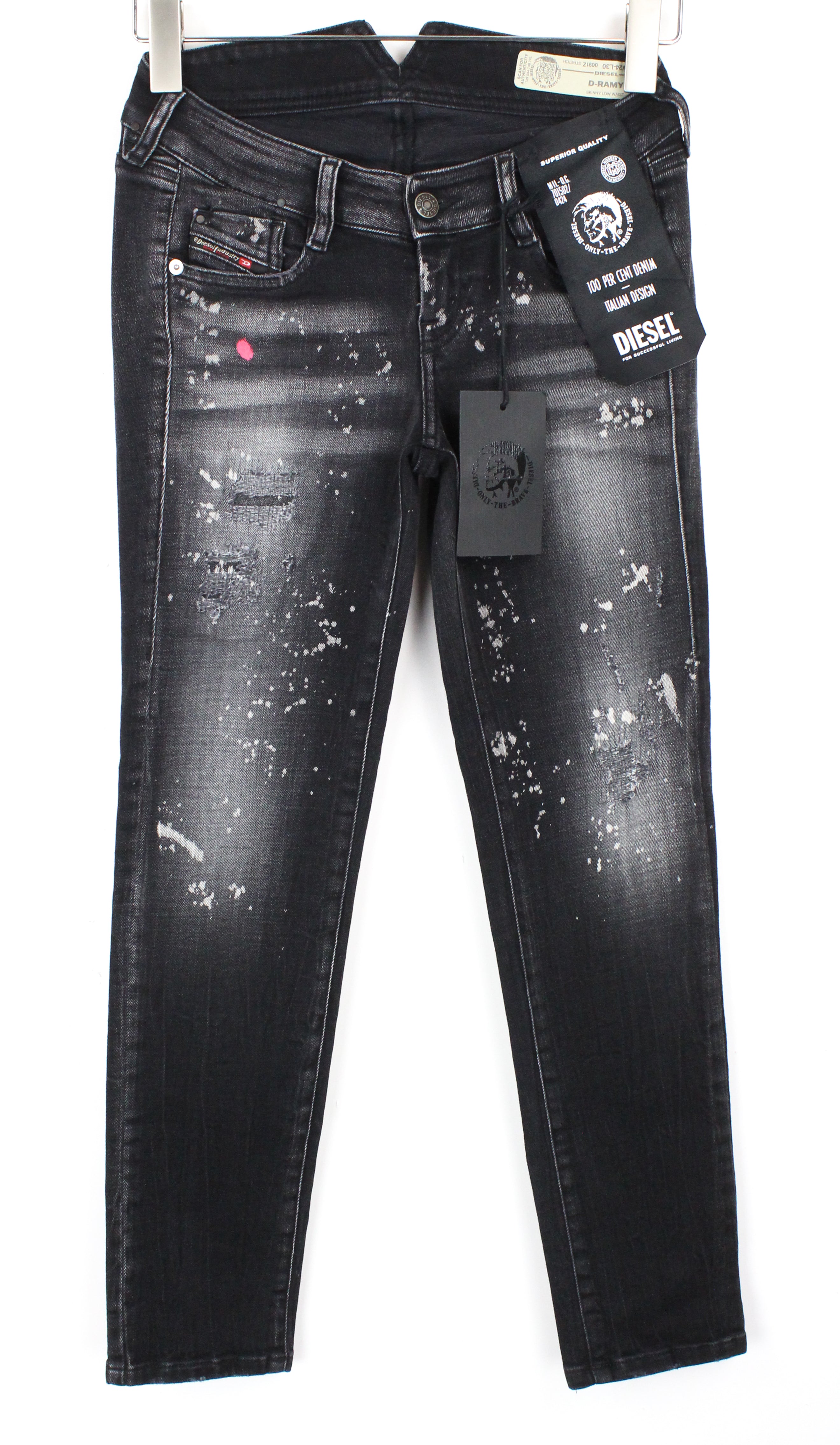 DIESEL D-Ramy 0091Z moteriški džinsai W24/L30 aptempti mergaitėms pilki tamprūs džinsai 